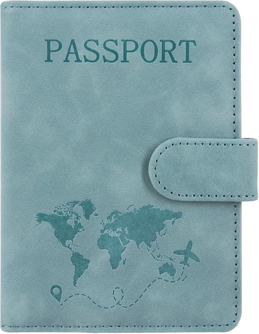 ACdream Passport Holder for Travel Essentials, Rfid Blocking Passport Wallet Cover Case for Travel Must Haves Accessories, Book Holders for Women & Men- Light Blue