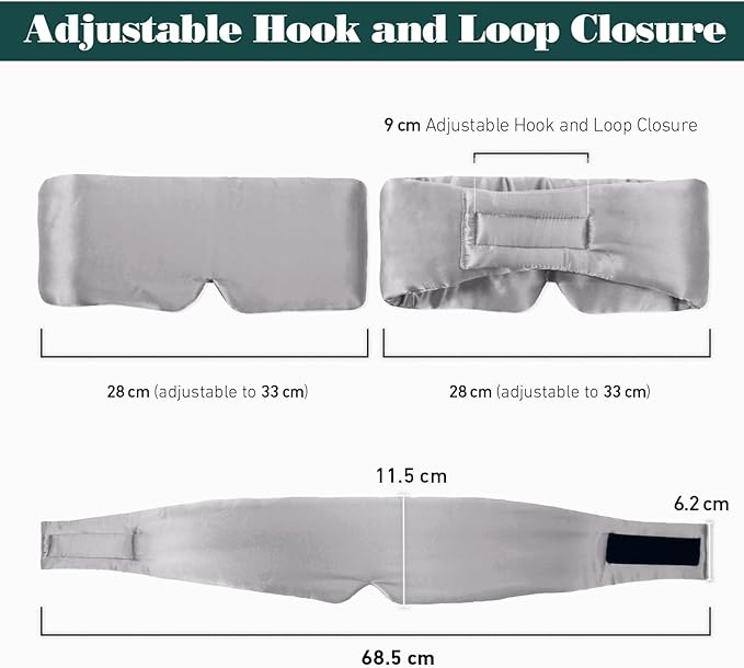 Joyhabit Silk Sleep Mask for Women and Men, Silver Gray, Luxurious Comfort for Relaxation & Beauty Sleep, Ultra Soft & Breathable, Protects Hair & Skin