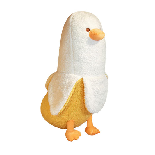 PEACH CAT Banana Duck Plush Toy Cute Plushie Hugging Plush Pillow Duck Stuffed Animal for Girls and Boys White 19.7"