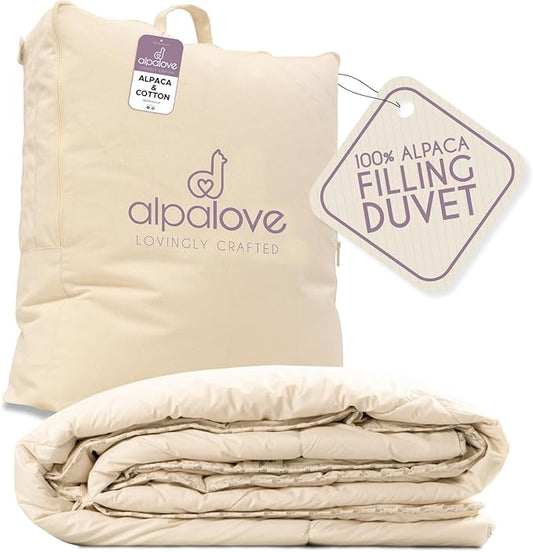 Twin Lightweight 100% Fine Alpaca Duvet - Premium Cotton Cover, 2,89 lb Filling, Ideal for Summer, Breathable & Temperature -Regulating, 70 x 92 inches