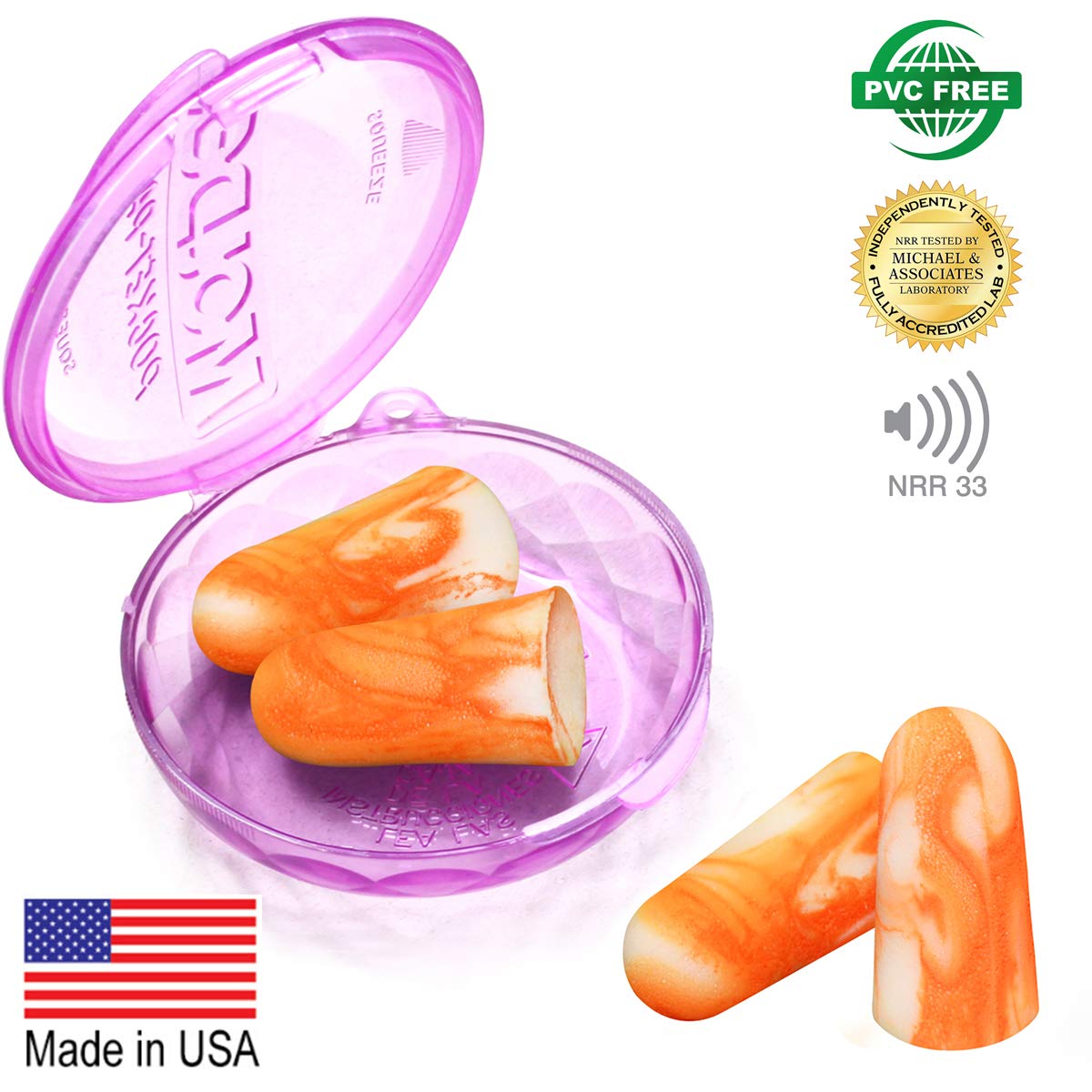 MOLDEX Soft Foam Earplugs 100 Pairs Softies® Ear Plugs for Sleeping, Snoring, Work, Travel, Shooting -33dB Highest NRR Made in USA