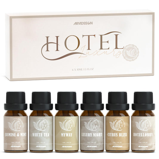 ARVIDSSON Hotel Diffuser Oils Gift Set - Hotel Essential Oils for Diffusers and Crafting - Inspired by the 5 Star Hotels Scent, Premium Fragrance Oil Blend Set, 6 x 10 mL, 0.34 fl oz