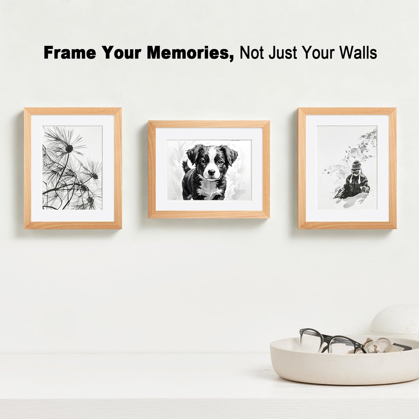 RPJC 11x14 Picture Frame Solid Wood, Fits 8x10 with Mat or 11x14 Without Mat, Real Glass Photo Frame for Wall Mounting, Black Gift-Ready in White Box, 2026 Natural
