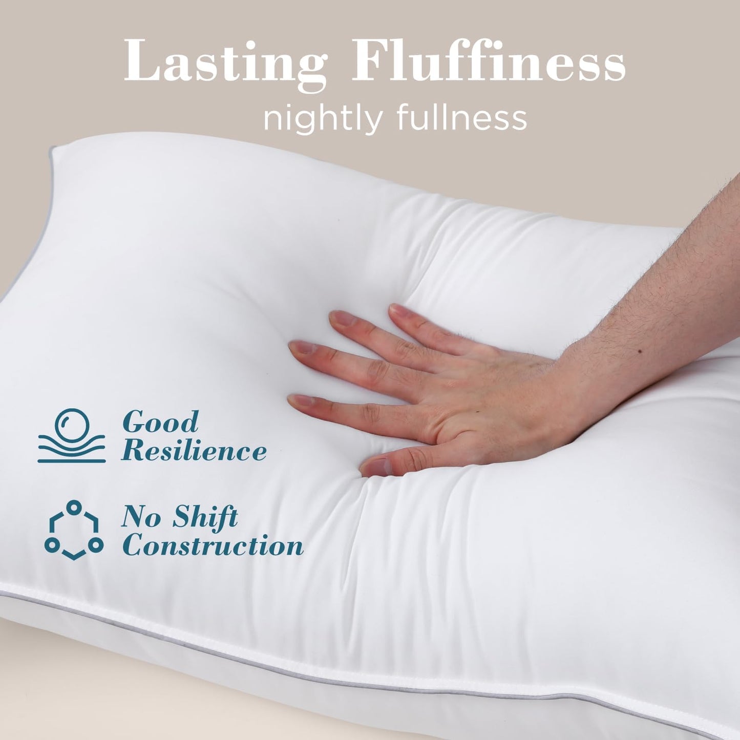 viewstar Bed Pillows Queen/Standard Size Set of 2, Hotel Collection, Down Alternative Pillow for Back, Stomach or Side Sleepers, White-Firm