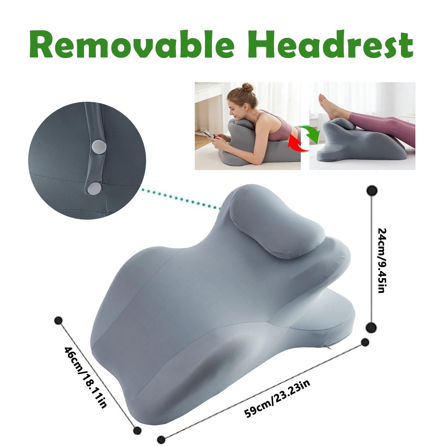 RSN Ergonomic Foam Wedge Pillow, 27° Angled Support for Neck and Waist, Multi-Position Support Pillow (Blue)