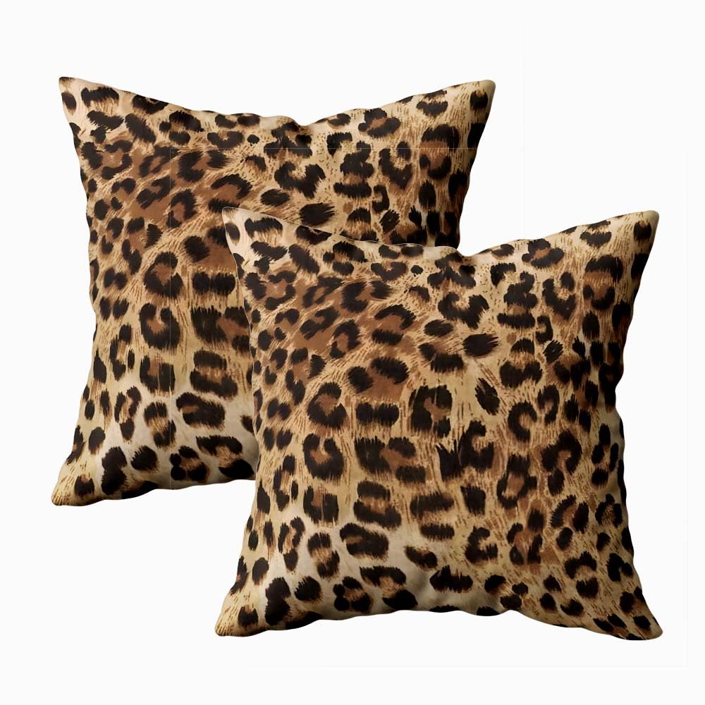 EMMTEEY Leopard Print Pillow Covers, 24x24 Throw-Pillow-Cover Set of 2 Cheetah Print Couch Pillow Cases Decorative Square Throw Pillows for Home Living Room Bedroom Bed Sofa Cushion Cover