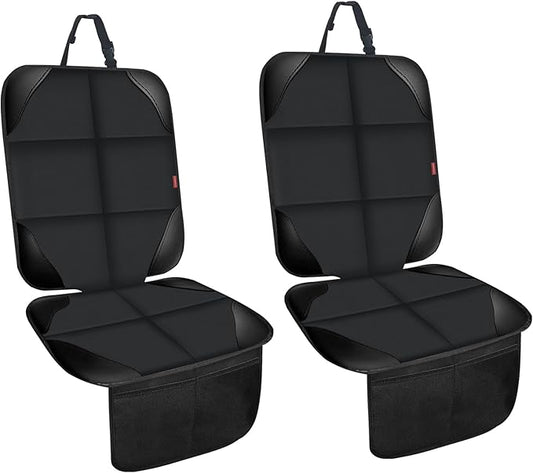 MORROLS Car Seat Protector for Child,2 Pack Car Seat Cushion,Waterproof Fabric Car Seat Covers for Non-Slip Backing Mesh Pockets for Baby,Pet,SUV, Sedan and Trunk(Black)