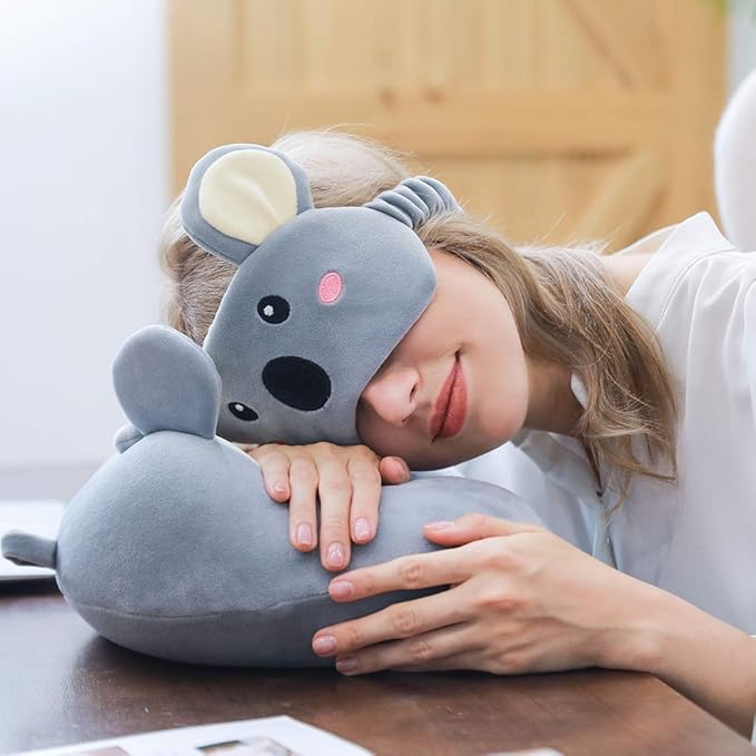 Umerci Travel Pillow, Memory Foam Neck Pillow with 360-Degree Head Support Comfortable Airplane Pillow with Storage Bag Lightweight Traveling Pillow for Sleeping, Car, Train, Bus and Home Use (Koala)