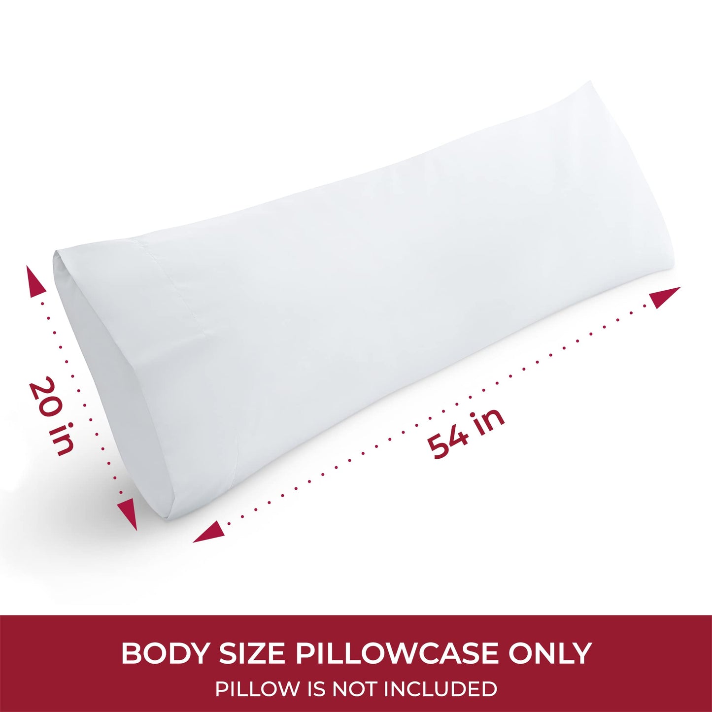 Mellanni Pillow Case - 1 PC Iconic Collection Pillowcases - Hotel Luxury, Extra Soft, Cooling Pillow Cover - Envelope Closure - Wrinkle, Fade, Stain Resistant (Body 20" x 54", White)