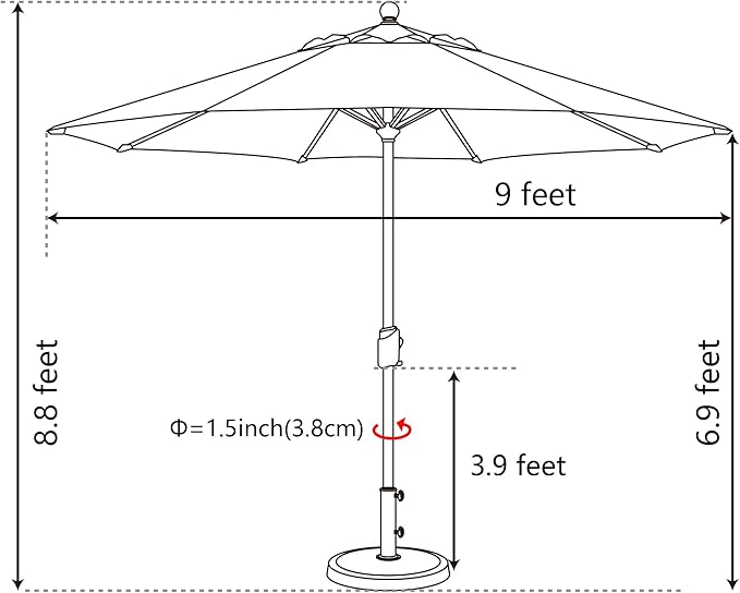 EliteShade USA 10-Year-Non-Fading 9Ft Market Umbrella Patio Umbrella Outdoor Table Umbrella with Ventilation, Natural