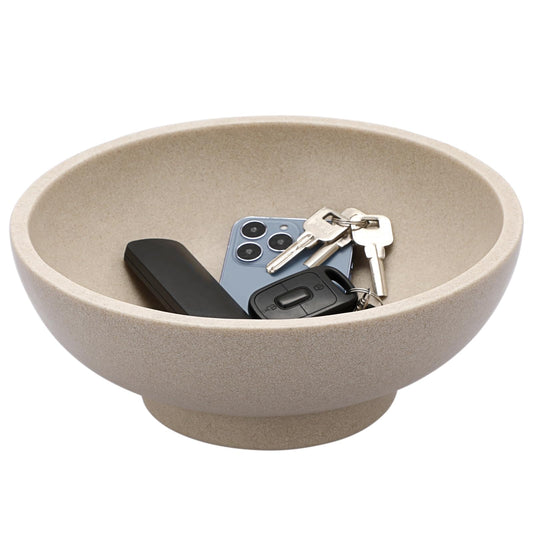 GUSHBIN Key Bowls for Entryway Table 10.6" Large Decorative Bowl Fruit Bowl Modern Key Holder Bowls Pedestal Bowl for Kitchen Counter Home Decor, Beige