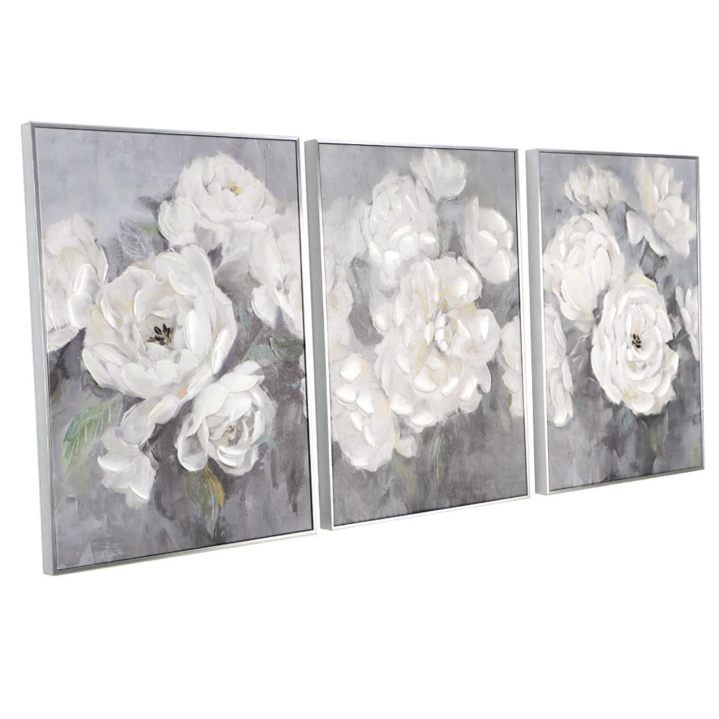 Zessonic Gray and White Floral Wall Art Textured Set Of 3 Flowers Painting Canvas Neutral Prints Aesthetic Botanical Wall Decor Nature Pictures Living Room Bedroom Bathroom Office 20"x28"x3pcs