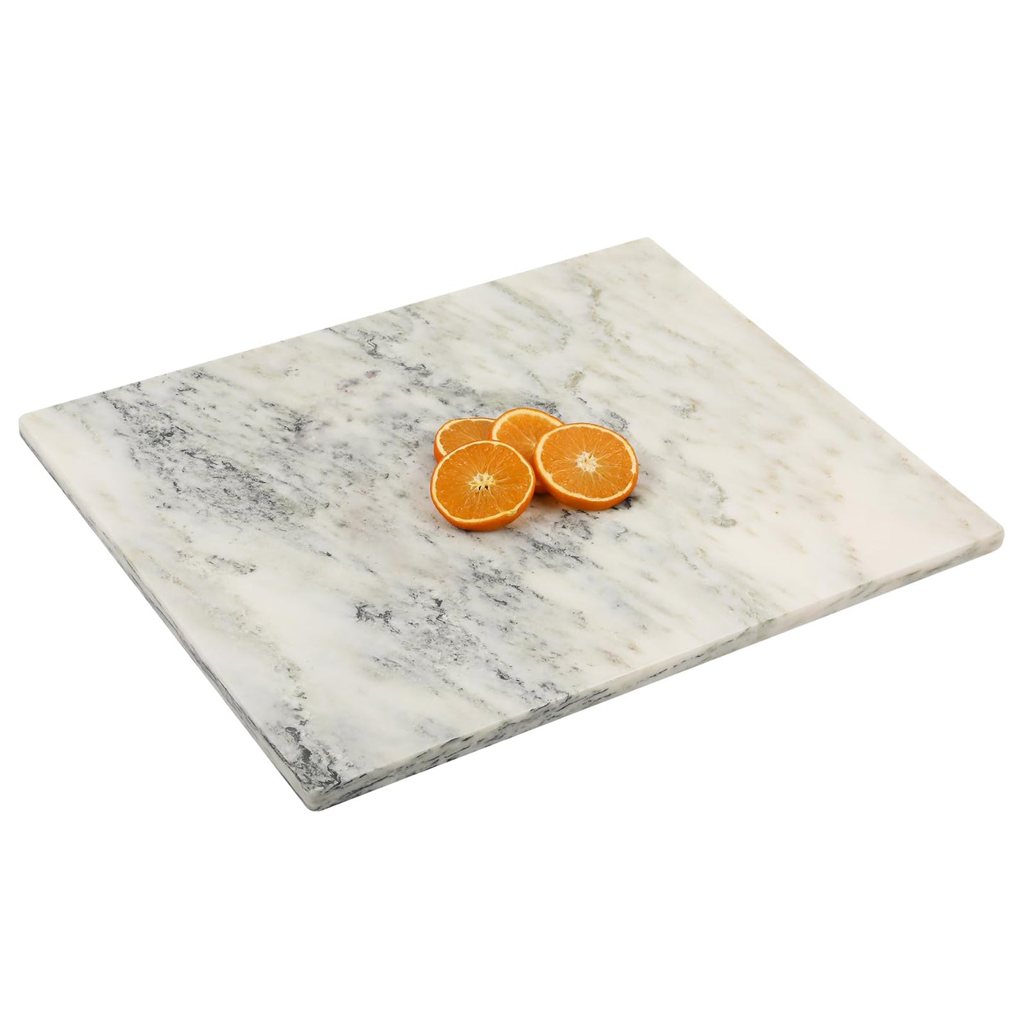 Adolif White Marble Cutting Board, 16x20 Inch Marble Pastry Board With Non-Slip Feet For Cheese, Charcuterie, Dough, Chocolate, Dessert, Pack Of 1 Piece