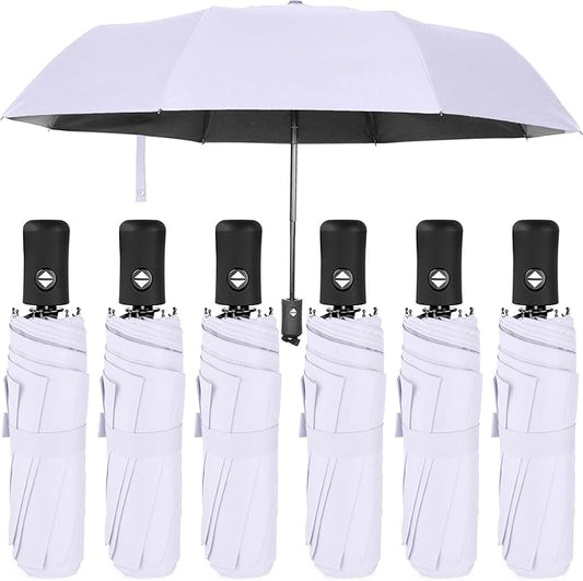 Jexine 6 Pcs Travel Compact Umbrella Automatic Open Close Windproof Small Light Backpack Purse Car Portable Collapsible Umbrella for Rain, Men Women
