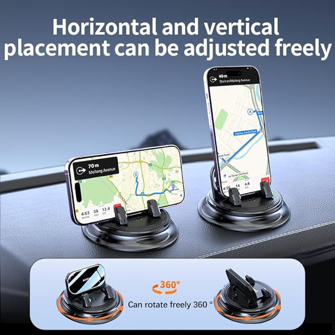 Holidaydeer 360° Rotatable,Car Phone Holder Mount,Silicone Phone Mount for Car Dashboard, Hands Free Cell Phone Holder Car Compatible with iPhone 16 15 14 13 12 Pro Max All Smartphones
