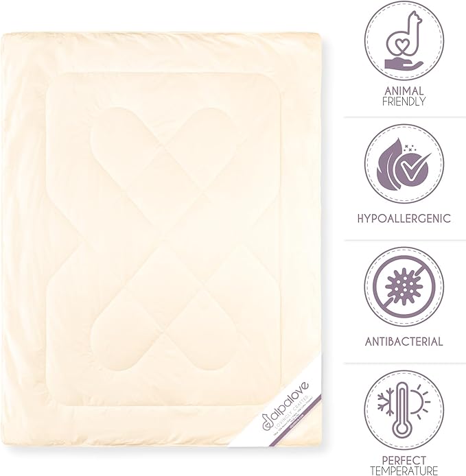 Twin Extra Warm 100% Fine Alpaca Duvet - Premium Cotton Cover, 6,66 lb Filling, Ideal for Winter, Breathable & Temperature-Regulating, 70 x 92 inches
