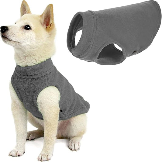 Gooby - Stretch Fleece Vest, Pullover Fleece Vest Jacket Sweater for Dogs, Gray, Small
