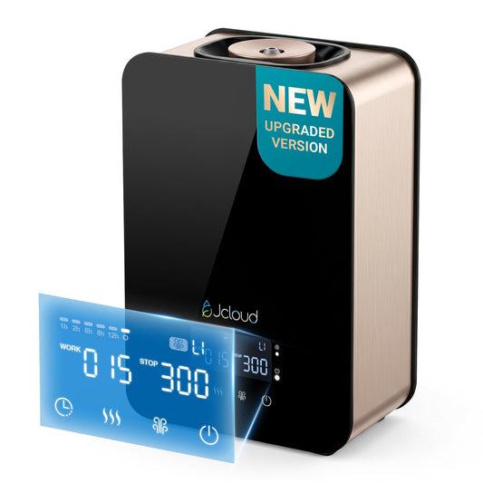 JCLOUD Waterless Essential Oil Diffuser - Cold Air Scent Diffuser Oil Machine for Home Office Hotel, HVAC Compatible, Up to 2000 Sq Ft, Upgraded Display and Button Controls, Black