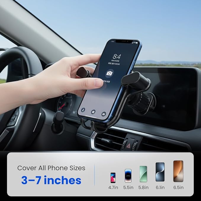 PVZXR Air Vent Car Phone Mount Holder,2026 New Wider Clamp & Metal Hook Car Phone Holder Vent [Thick Cases Friendly] Phone Holders for Your Car Mount Automobile Hands Free Cradle Air Vent (A-2PCS)