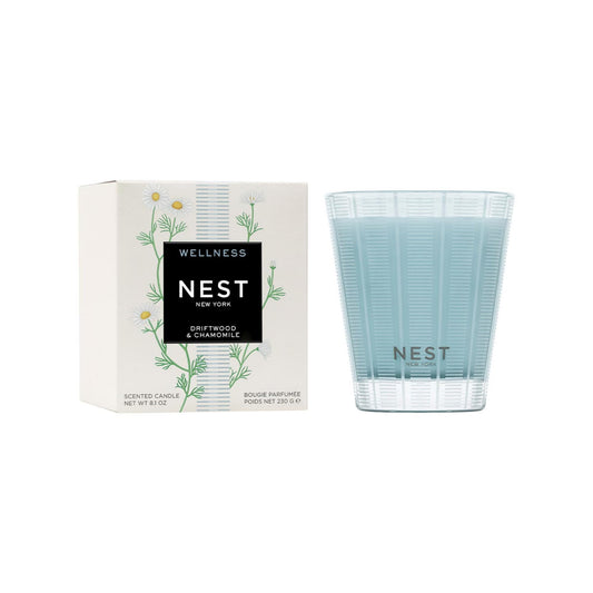 NEST New York Scented Classic Candle, Driftwood & Chamomile - 8.1 oz - Up to 60-Hour Burn Time - Reusable Glass Vessel