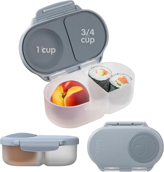 b.box Snack Box - Leakproof Mini Bento Box for Kids & Toddlers, 2 Compartment Snack Containers for Kids, Lunch Containers, Dishwasher Safe, BPA Free, PFAS Free, Ages 4m+, 1 3/4 Cup - Chill Out