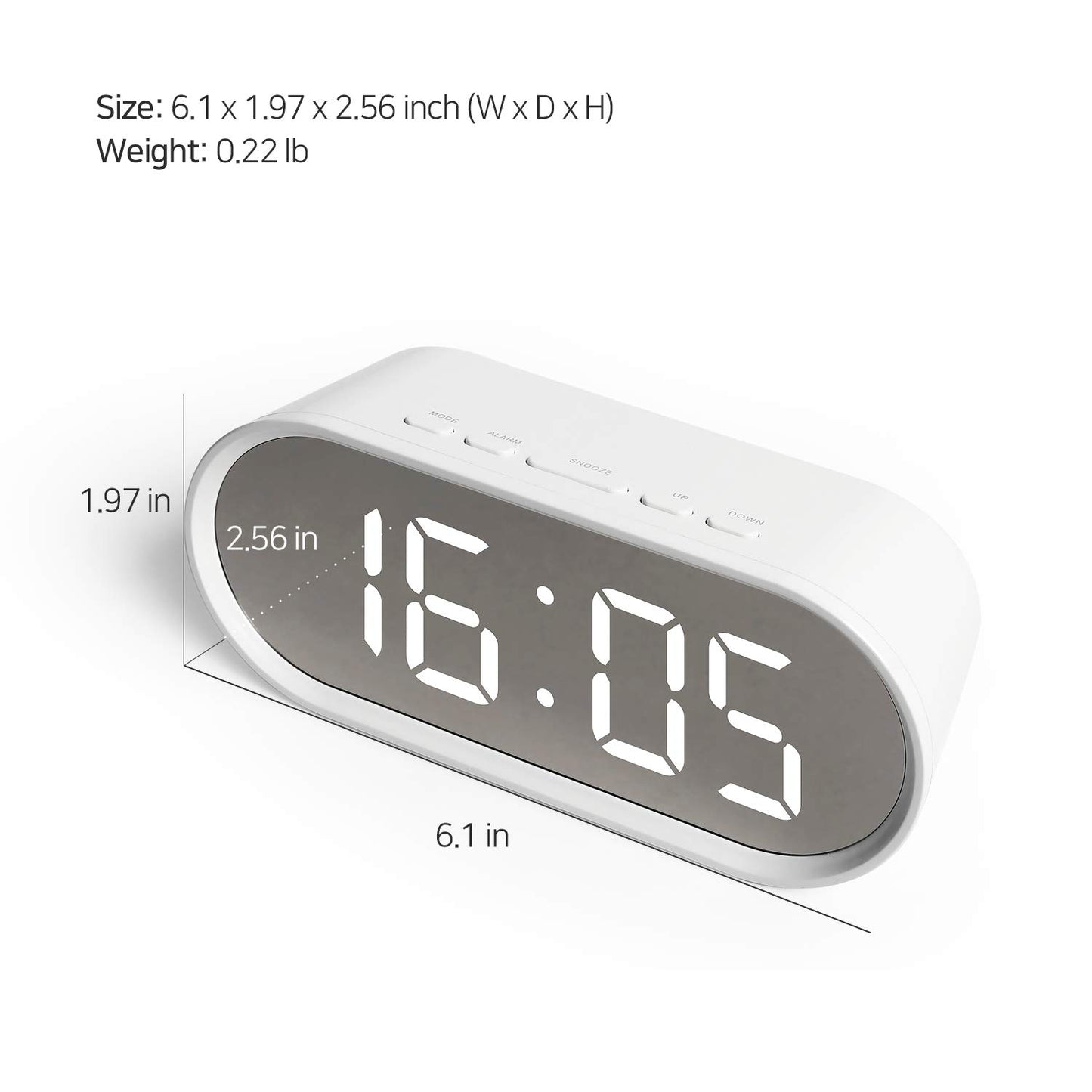 mooas Pop Mirror Digital Alarm Clock, LED Desk Pink Clock with Nightlight, Snooze, Temperature, Battery Operated Small Size Cute Mini Clock for Kids Girls Bedroom Livingroom Office (Pink)