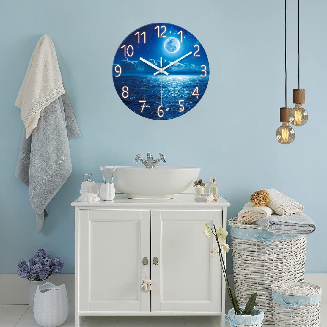 XFM Large Blue Moon Wall Clock Battery Operated 20 Inch