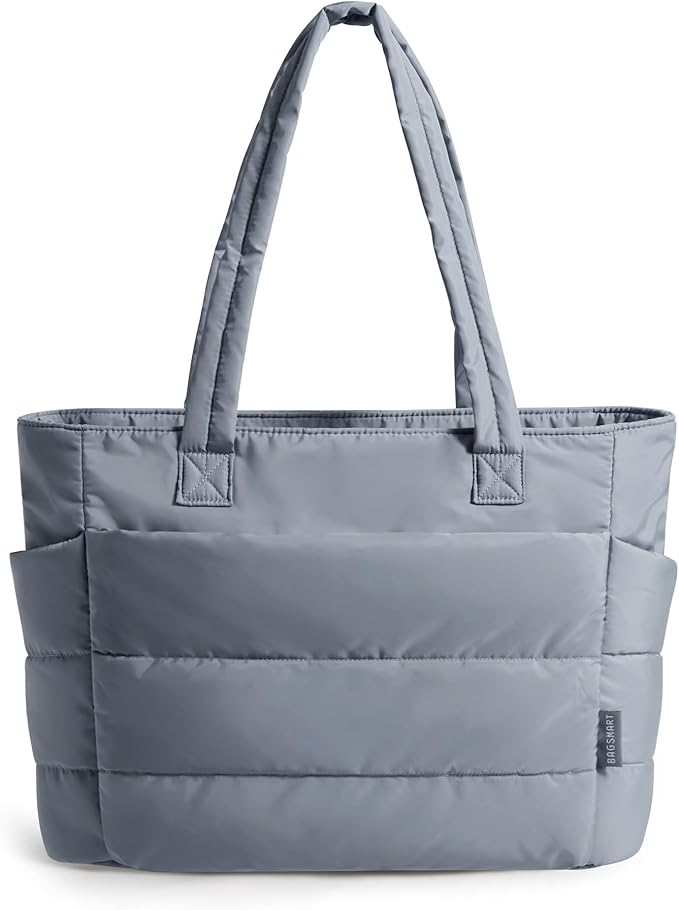 BAGSMART Tote Bag for Women, Lightweight Puffy Tote Bag with Compartments Shoulder Bag Handbag for Travel, Work, Gym