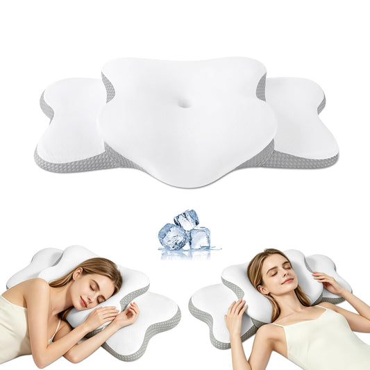 Cervical Neck Pillow for Neck Pain Relief & Side Sleeper | Ergo Pillow for Sleep Apnea, Neck Pain, and Snoring Relief | Orthopedic Memory Foam with Ergonomic Neck Support, White, Large