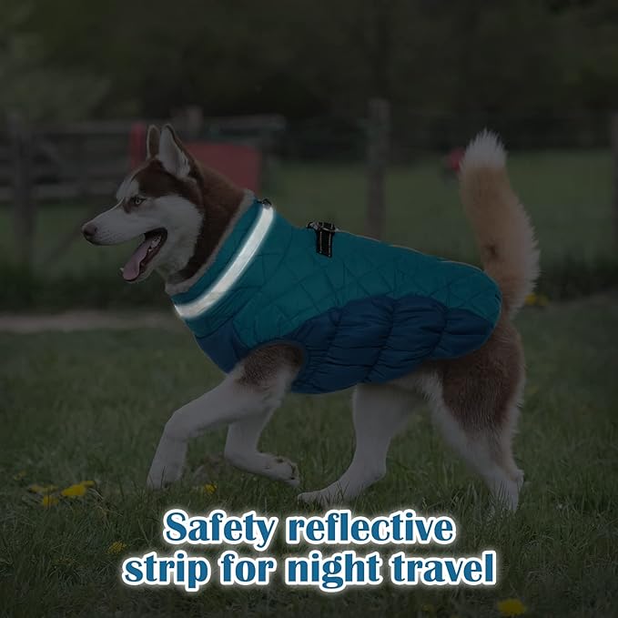 OUOBOB Dog Jackets for Large Dogs, Large Dog Winter Coat, Pet Cold Weather Coats, XXXL Pet Jacket with D-Ring, Waterproof Coat with Back Zipper,Snowsuit Labrador German Shepherd Doberman,XXXL
