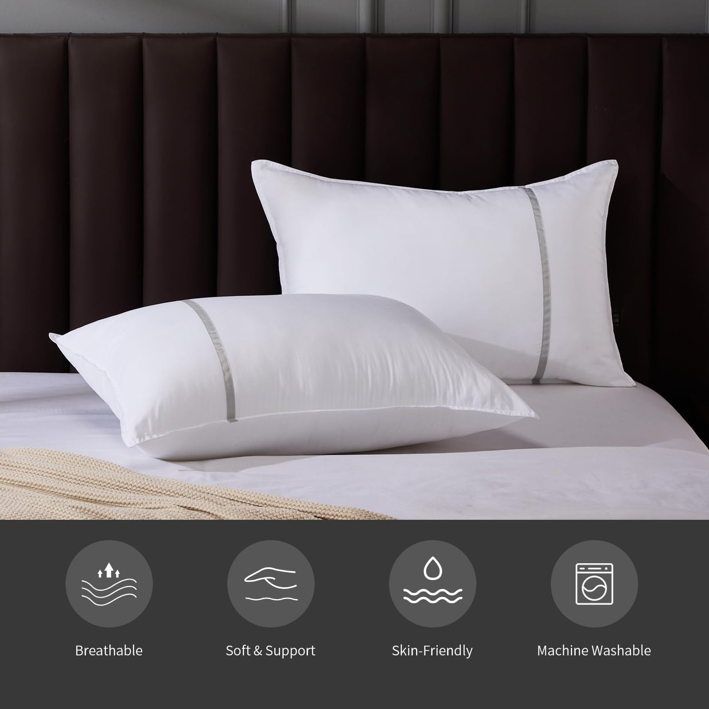 MUFEW King Size Pillows Set of 2, Medium Firm Hotel Pillows for Sleeping, Cooling Bed Pillows for Side & Back Sleepers, Down Alternative Filling, 20 x 34 Inches