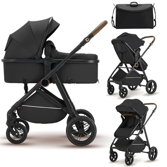 Premium High Chair Stroller: Reversible Seat for Bonding & Ultra-Smooth Fold (Black)