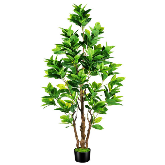 OXLLXO 7.2ft Artificial Rubber Tree (85in) with Plastic Nursery Pot Fake Tree, Faux Ficus Plant for Office House Farmhouse Living Room Home Decor (Indoor/Outdoor)