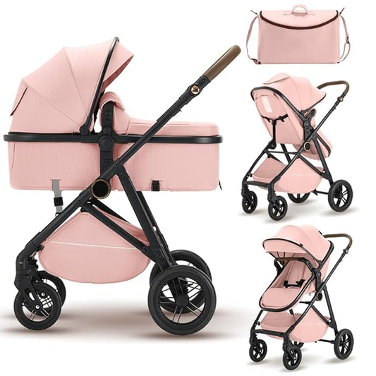 Premium High Chair Stroller: Reversible Seat for Bonding & Ultra-Smooth Fold (Pink)