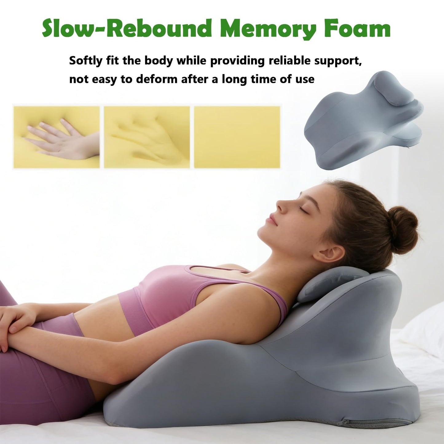 RSN Ergonomic Foam Wedge Pillow, 27° Angled Support for Neck and Waist, Multi-Position Support Pillow (Black)