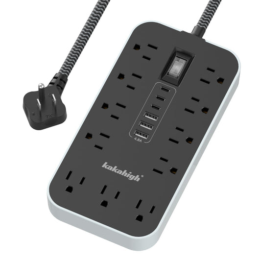 10FT Extension Cord with USB Ports- Power Strip with USB, 1625W Multi Outlet with 11 AC Outlet 6 USB (24W/4.8A), Charging Station for Multiple Devices, for Home, Office, Dorm, Gaming Room Essentials
