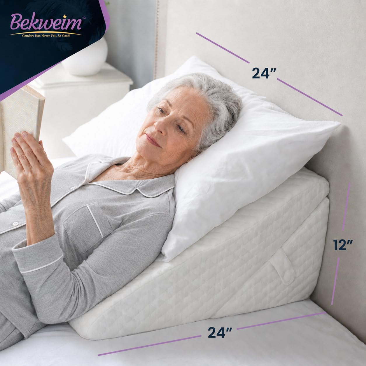 Wedge Pillow for Sleep Apnea, 12 Inch Adjustable Height Bed Wedge Pillow for Gerd, Acid Reflux Relief, Back Pain, and Post Surgery Recovery