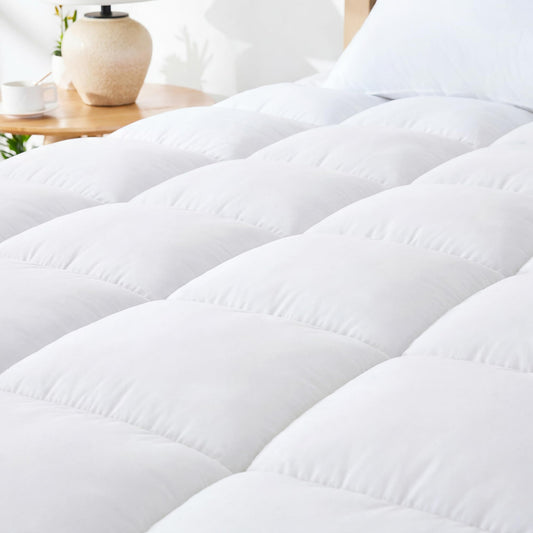 EGOHOME Queen Mattress Topper for Back Pain Relief, Comfort Pillow Top Mattress Pad Make Mattress Soften, Washable Mattress Pad with Deep Pockets up to 21 inch