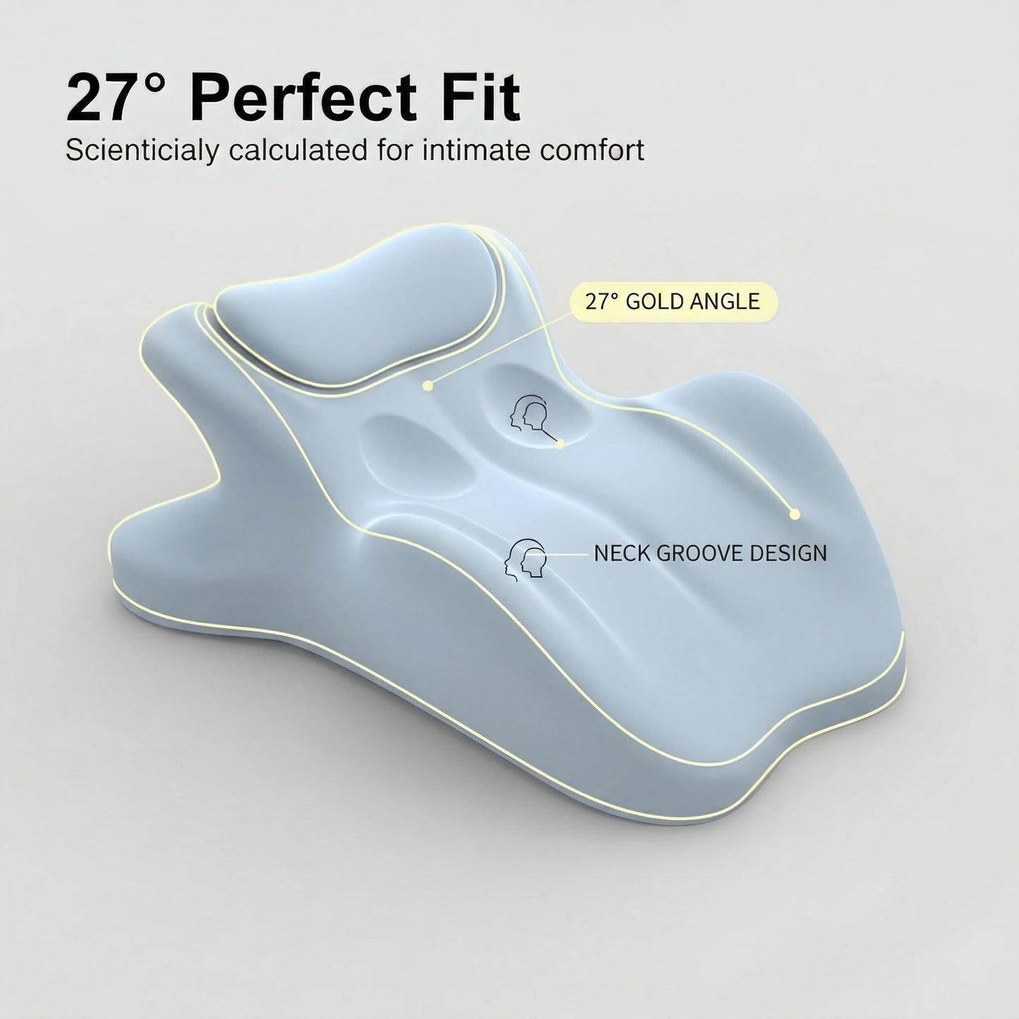 LizhSynergy Contoured Support Ergonomic, Memory Foam Wedge Pillow, 27° Angled Support for Waist and Neck, Multi-Position Support Pillow (Blue)
