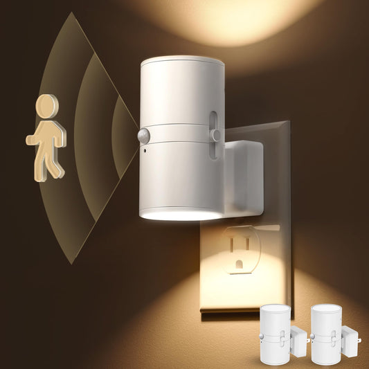 L LOHAS LED Motion Sensor Night Light, Motion Sensor Light Indoor, Dimmable Nightlight Plug in, Motion Activated Night Light for Bathroom Hallway Bedroom Nursery Kids Elderly [Soft White, 2 Pack]