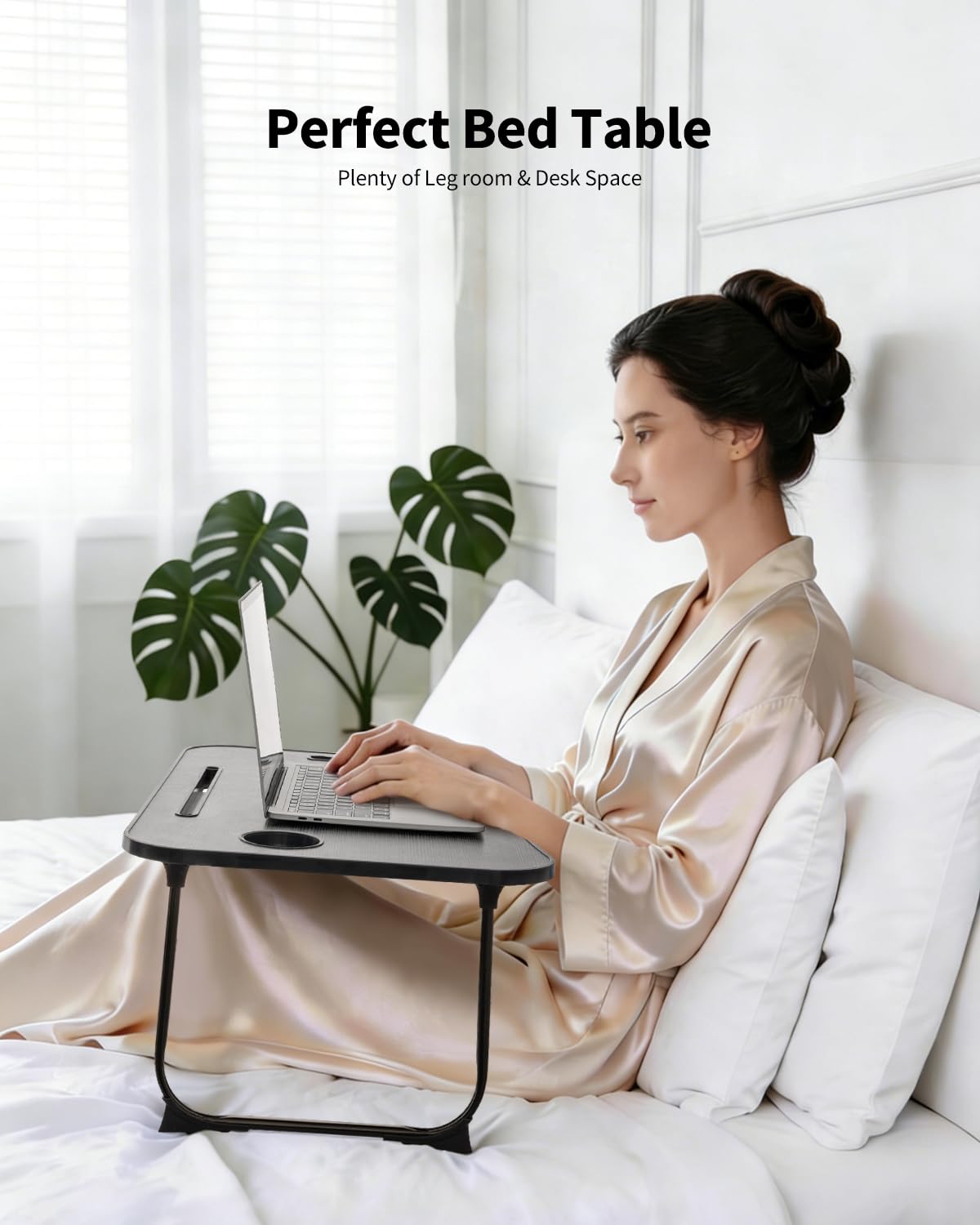 Ruxury Folding Lap Desk Bed Desk Laptop Table Tray, Breakfast Serving Tray, Portable & Lightweight Mini Table for Sofa Couch Floor - Black