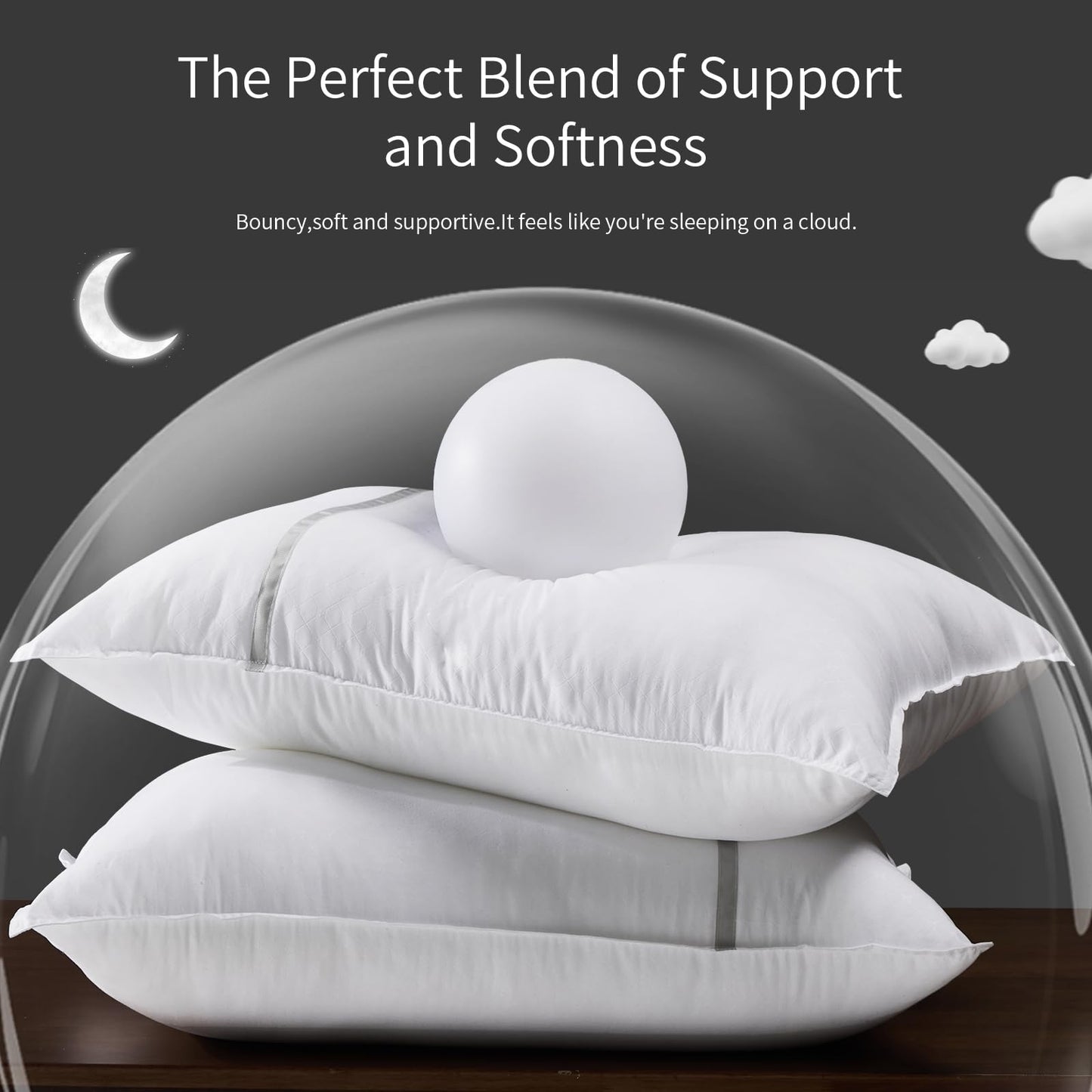 MUFEW Bed Pillows Standard Size Set of 2, Medium Firm Hotel Pillows for Sleeping, Cooling Pillows for Side & Back Sleepers, Down Alternative Filling, 20 x 26 Inches
