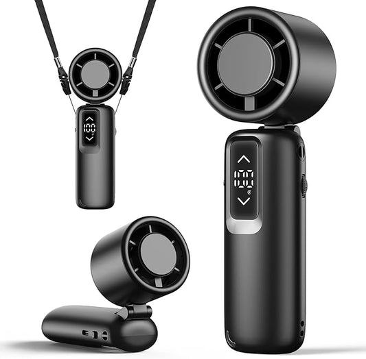 Guirngou Portable Handheld Turbo Fan, 1-100 Gear Wind, Battery Operated, Up to 23 Working Hours, 3 IN 1 Personal Fan with Air Turbo Tech, Cooling Essentials for Indoor/Outdoor