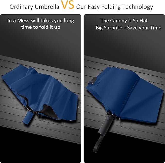 BAODINI Windproof Umbrella for Rain Folds Easily Automatic Open Close 46 inch Compact Travel Portable Umbrella for Men and Women