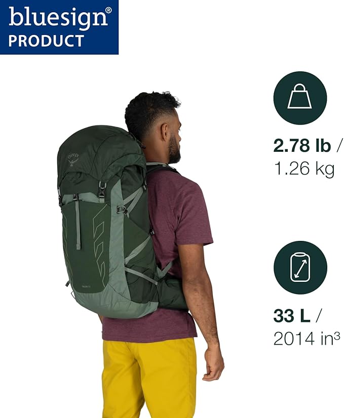 Osprey Talon 33L Men's Lightweight Hiking Backpack - Daypack for Travel & Camping, Green Canopy/Pine Leaf