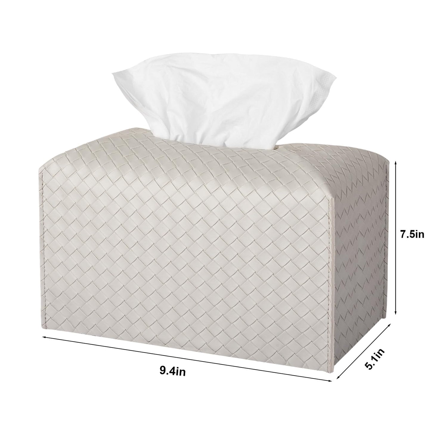 Tissue Box Cover PU Leather Tissue Holder Square Facial Tissue Case Facial Paper Organizer Dispenser for Bathroom, Vanity Countertop, Tabletop, Car, Rectangle, Misty Gray