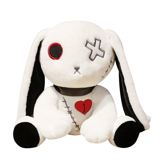 LVQING Christmas Bunny Stuffed Toys, Halloween Scary Rabbit Stuffed Animal Long Ears Standing Toy, Suitable for Fans Easter Christmas Birthday Gift (White)
