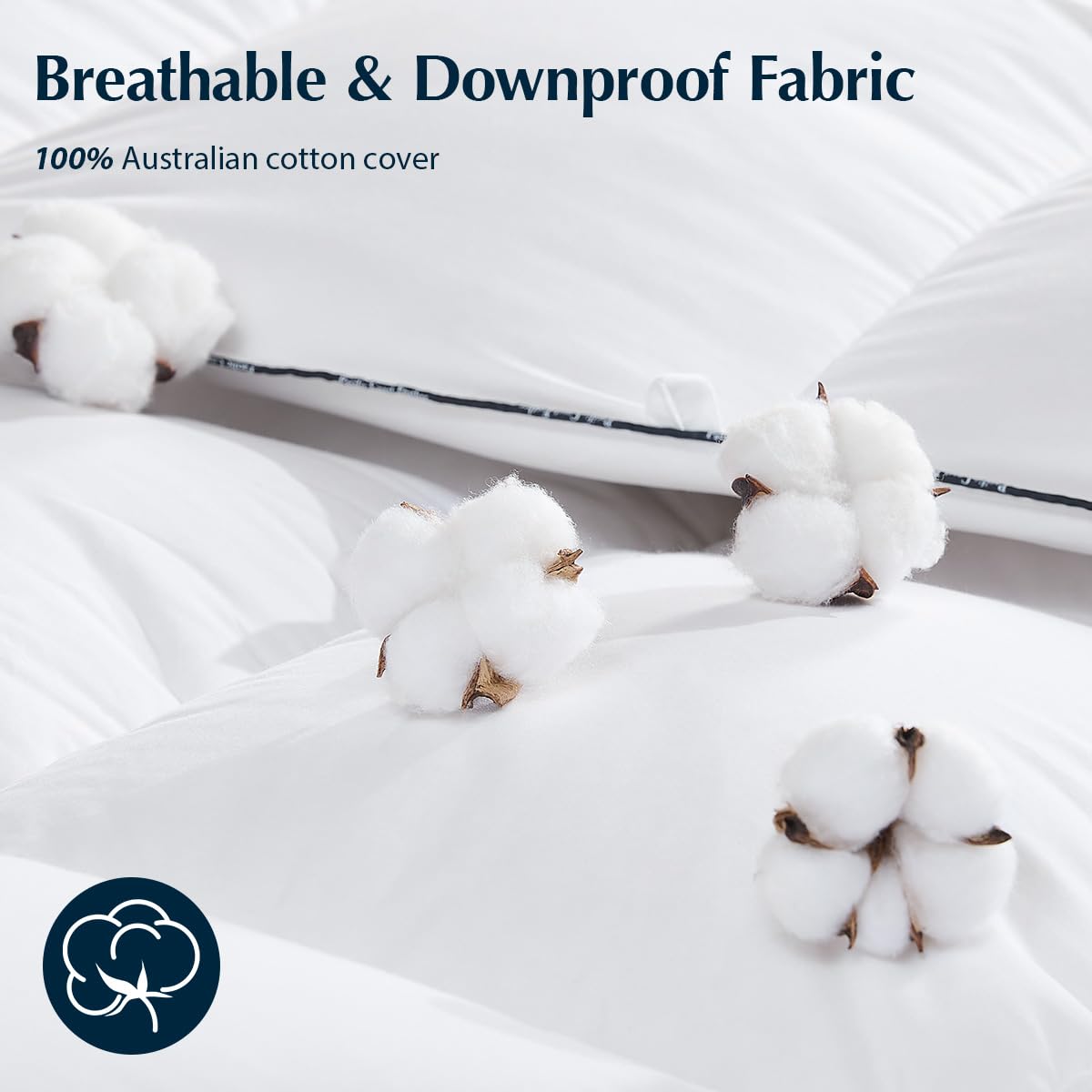 Pacific Coast Premium Goose Down Fiber Comforter Queen Size, 420TC 100% Australian Cotton Shell, All-Season Comforter with Hidden Baffle Box & Double-Stitched Piping (90"x90")