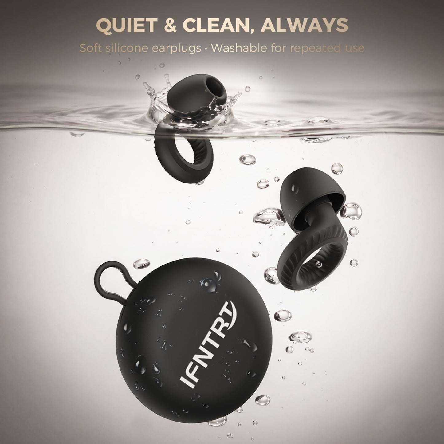 IFNTRT Black 28dB Sleep Ear Plugs for Side Sleepers – Soft Silicone Reusable Washable Earplugs – Noise Reduction for Snoring, Travel & Focus – 4 Sizes