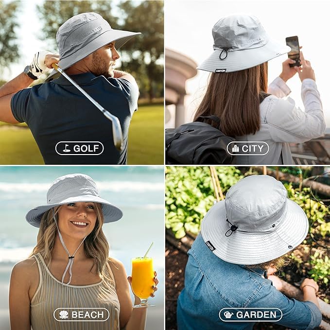 GearTOP Safari Hat for Men Sun Hats for Women UV Protection UPF 50+ Fishing, Gardening, Hiking Hat (22-23 1/2")